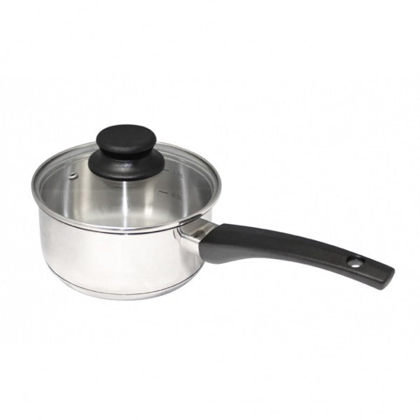 16cm S/S Saucepan with Glass Lid - Cafe Supply