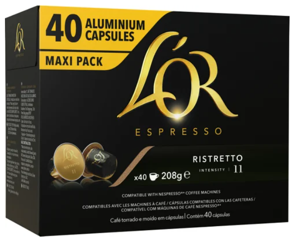 L'OR Espresso Ristretto Intensity 11 Coffee Capsules 40pk - Cafe Supply