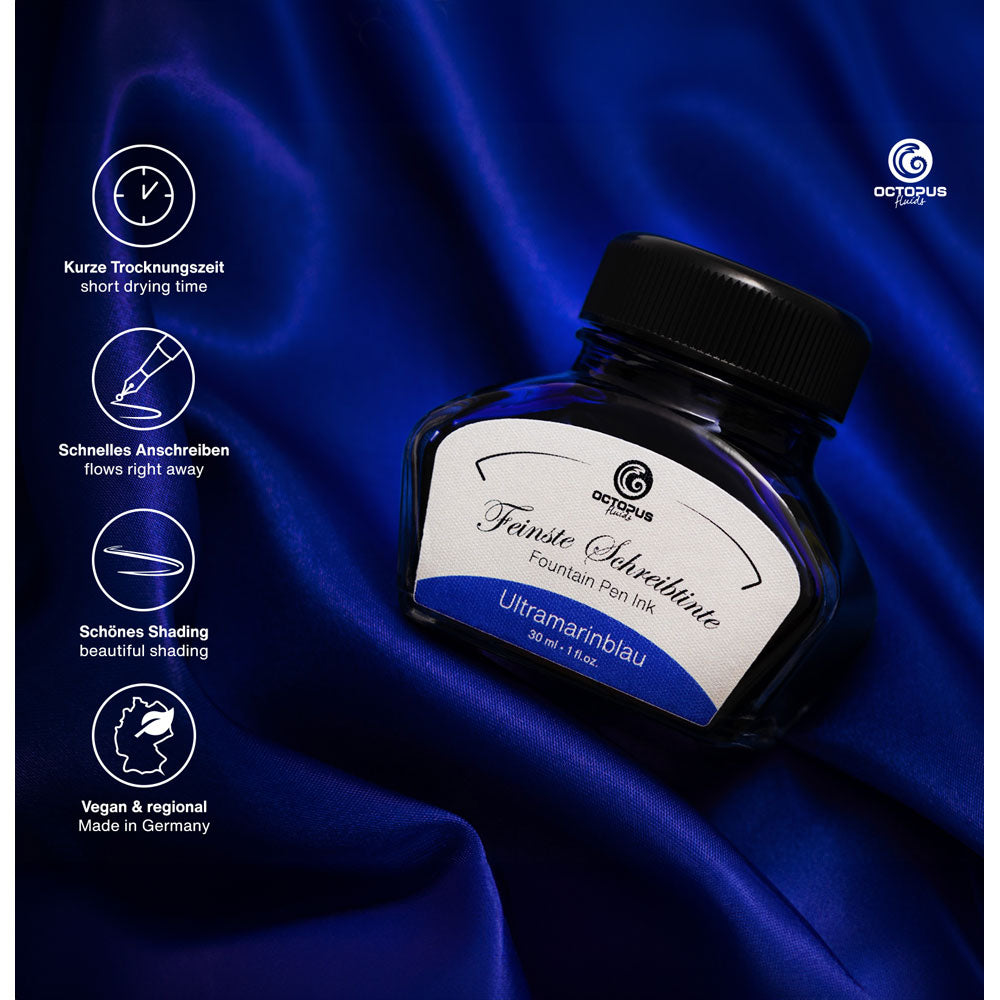Octopus Fluids Fountain Pen Ink Ultramarine Blue (Ultramarinblau) 30ml - Cafe Supply