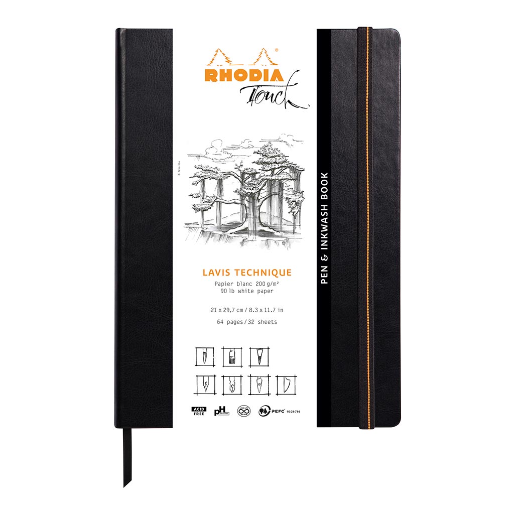 Rhodia Touch Pen and Inkwash Book A4 Portrait Blank - Cafe Supply