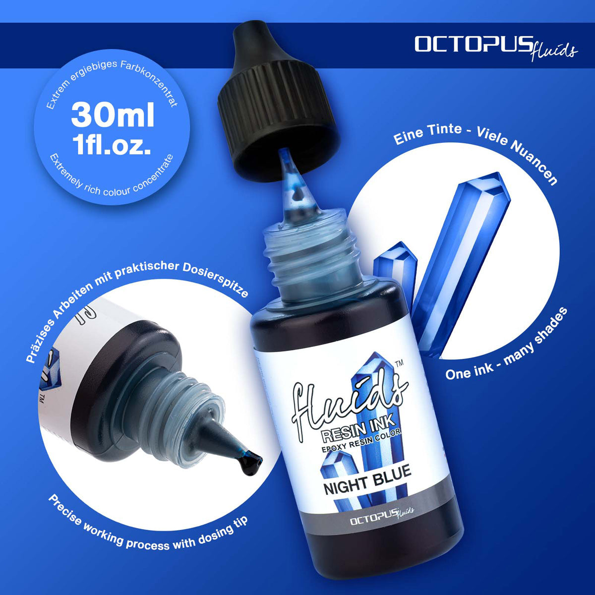 Octopus Fluids Resin Ink Night Blue 30ml - Cafe Supply