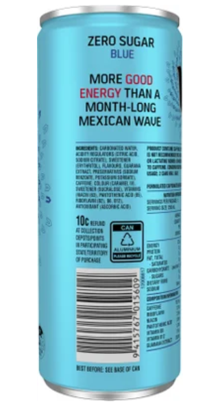 V Zero Sugar Blue Guarana Energy Drink 250ml - Cafe Supply