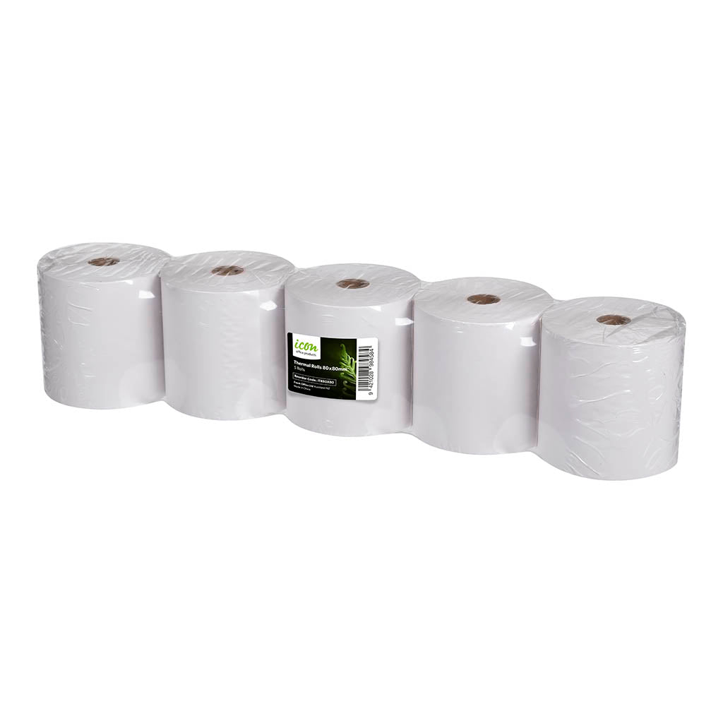 Icon Thermal Roll BPA Free 80x80mm, Pack of 5 - Cafe Supply
