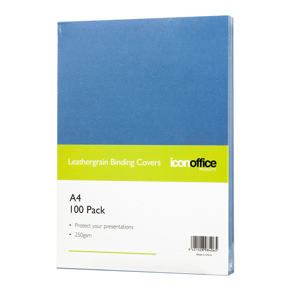 Icon Binding Covers A4 Blue 250gsm, Pack of 100 - Cafe Supply