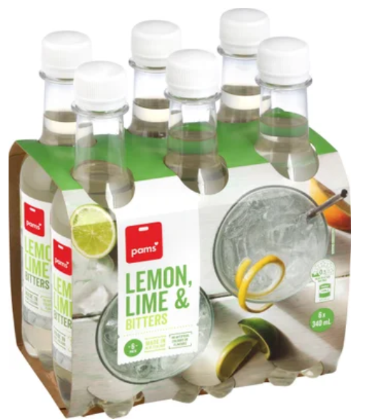 Pams Lemon Lime & Bitters 6 x 340ml - Cafe Supply