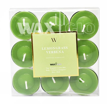 'W' SCENTED RANGE 4 HOUR TEALIGHT (9pk) - LEMONGRASS VERBENA - Cafe Supply