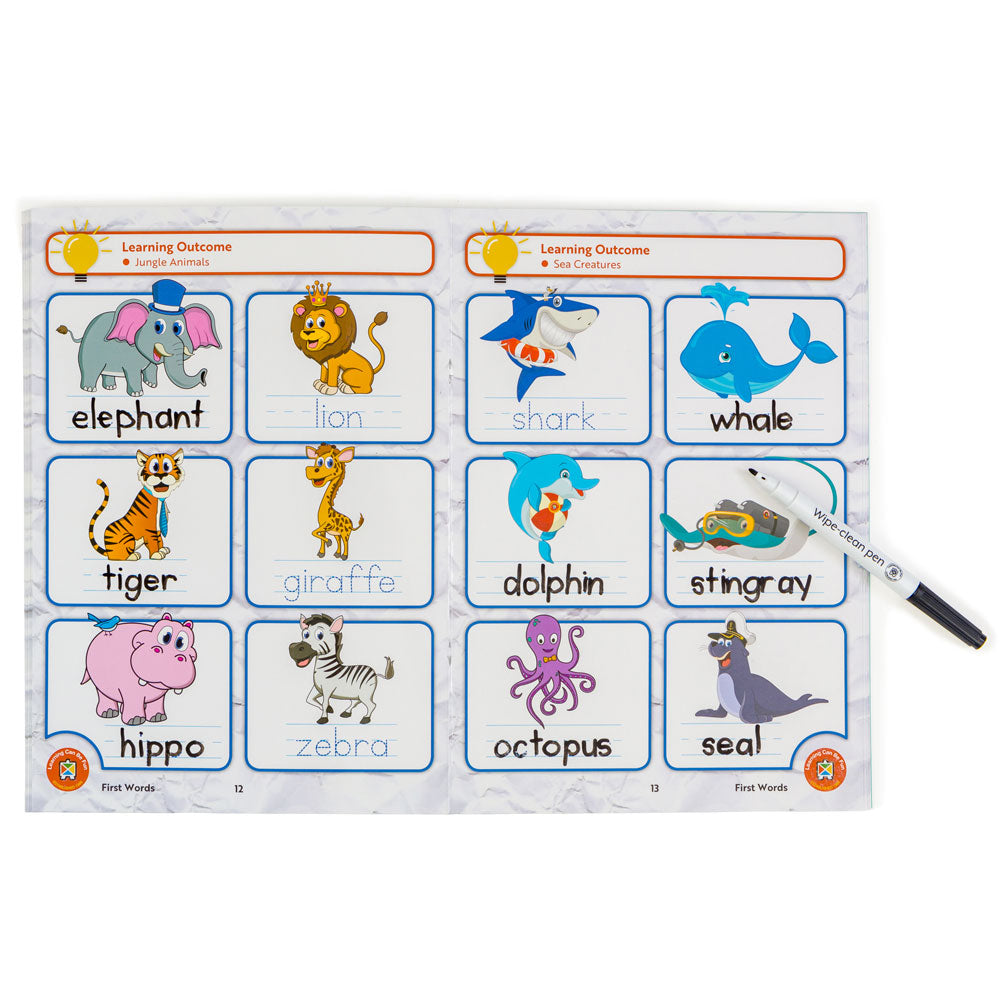 LCBF Wipe Clean Learning Book First Words w/Marker - Cafe Supply