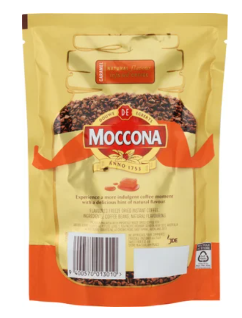 Moccona Caramel Flavour Infused Instant Freeze Dried Coffee Refill 90g - Cafe Supply
