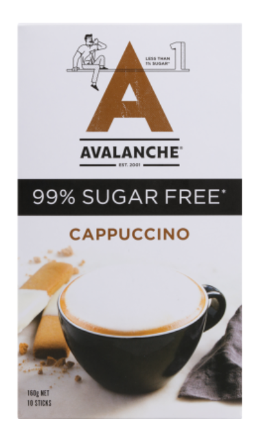 Avalanche 99% Sugar Free Cappuccino Coffee Sticks 10 x 16g - Cafe Supply