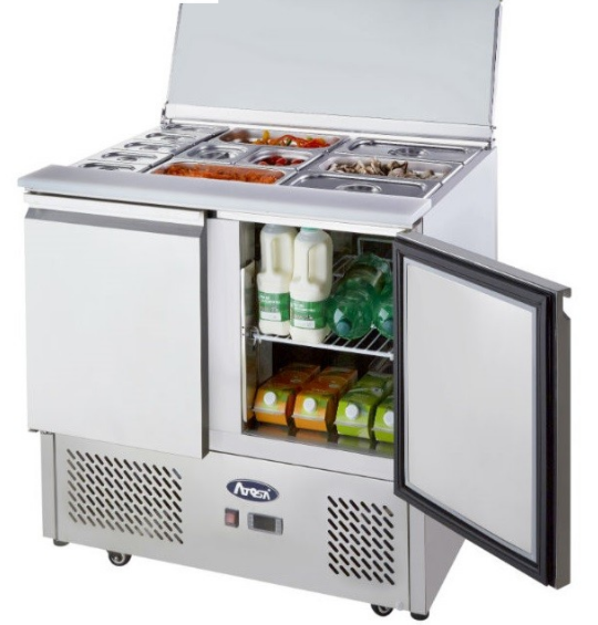 2 DOORS SLIDING LID SALADETTE FRIDGE SIZE 900 MM ESL3800 - Cafe Supply