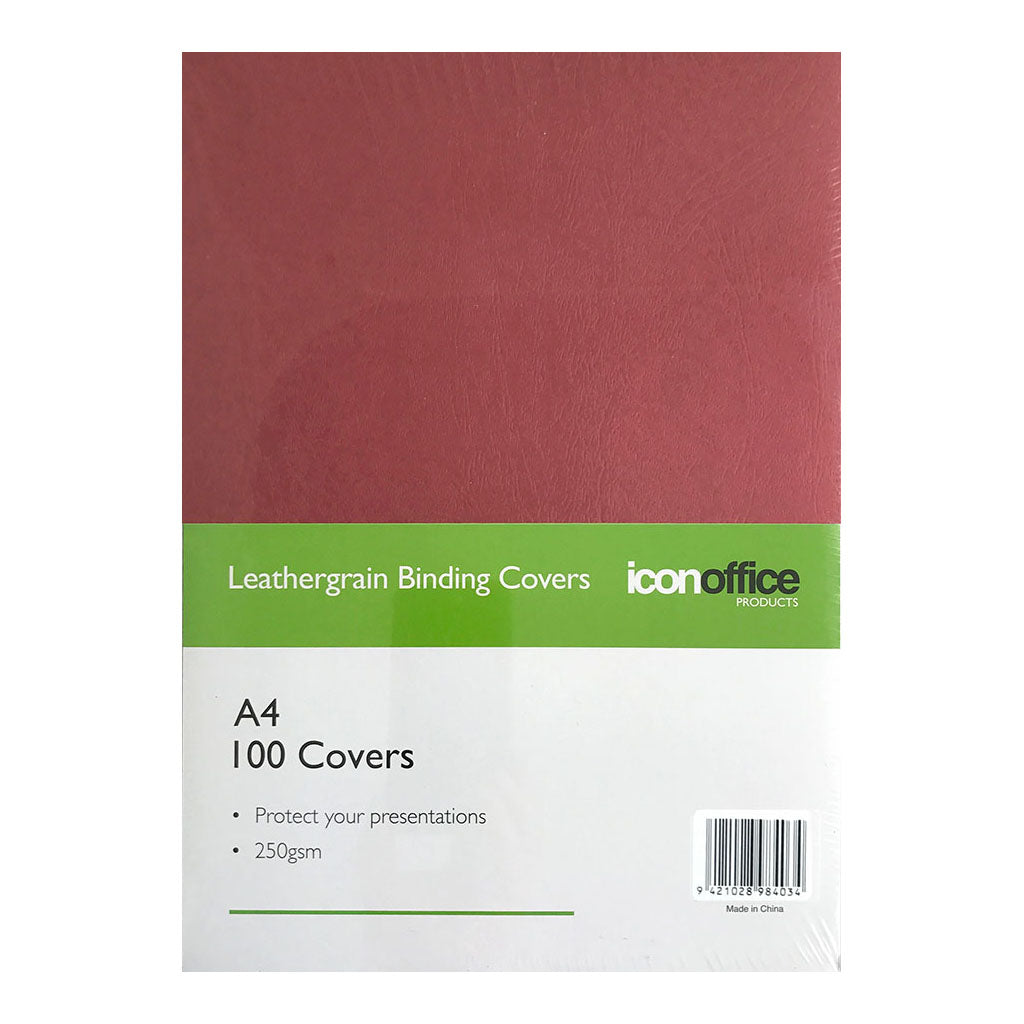 Icon Binding Covers A4 Red 250gsm, Pack of 100 - Cafe Supply
