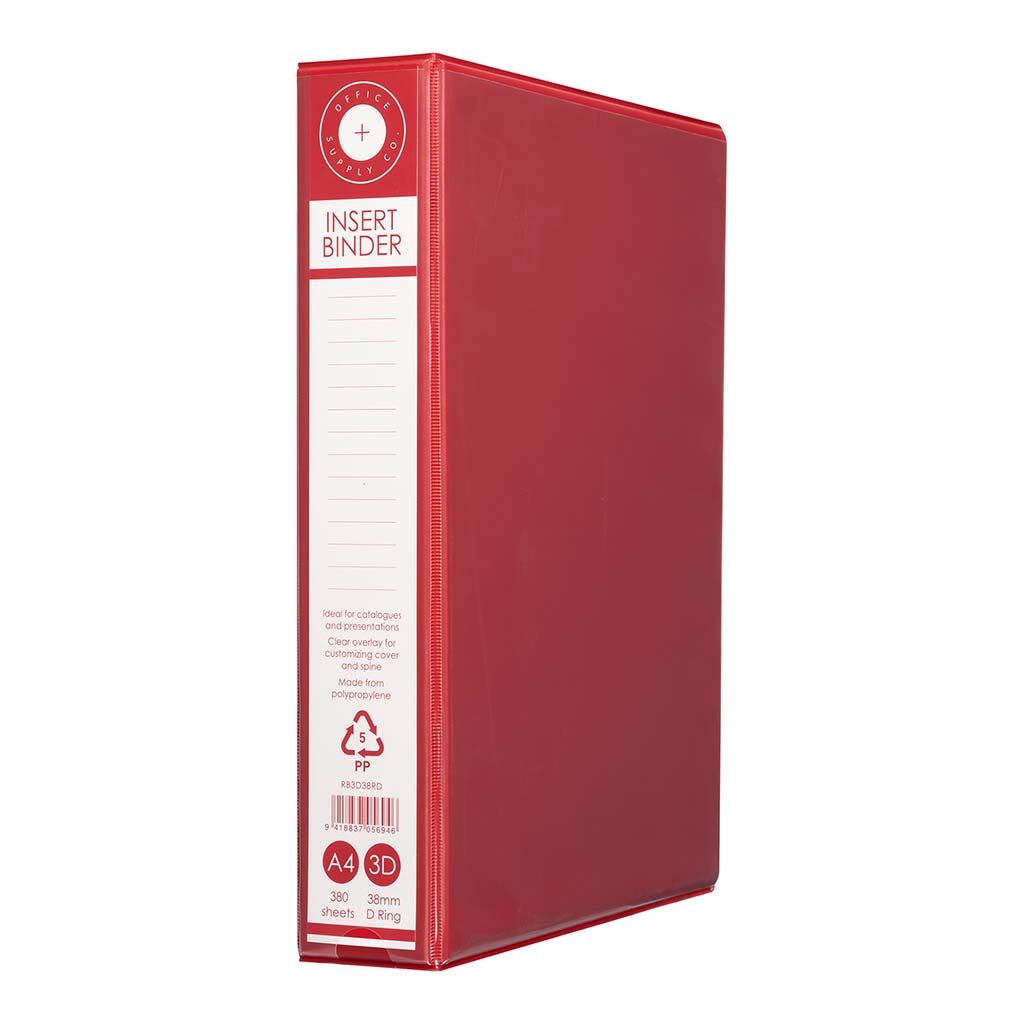OSC Insert Binder A4 3D 38mm Red - Cafe Supply