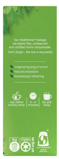 Healtheries Green Tea With Lemon Tea Bags 20pk - Cafe Supply