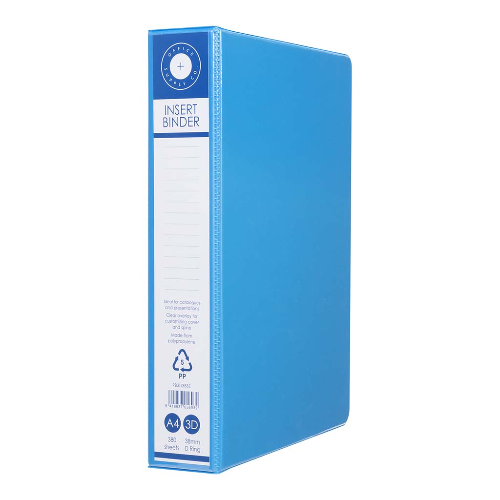 OSC Insert Binder A4 3D 38mm Blue - Cafe Supply