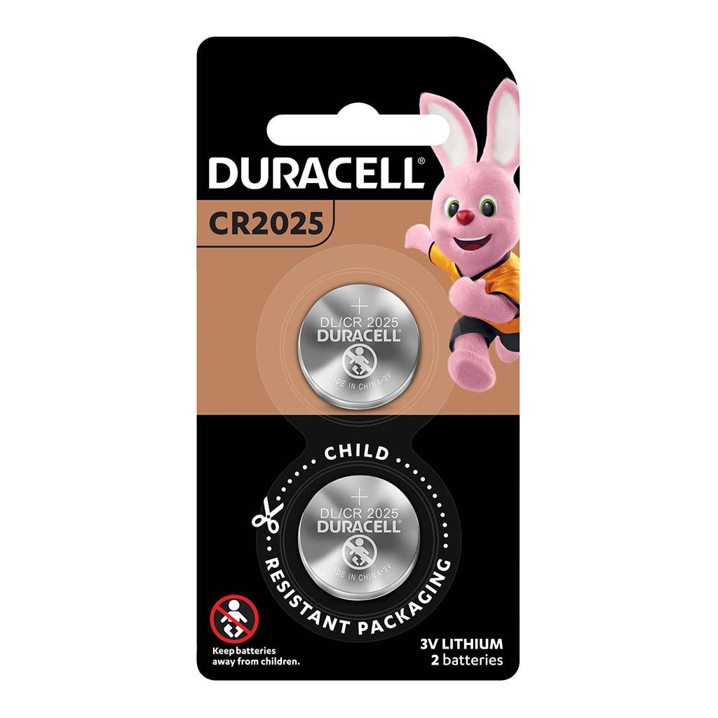 Duracell Lithium Coin CR2025 Battery, Pack of 2 - Cafe Supply