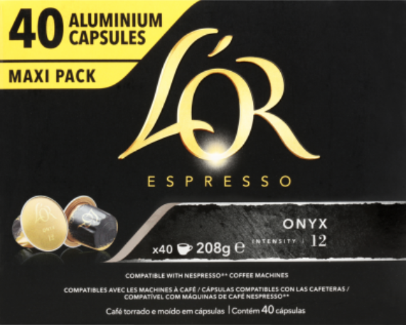 L'OR Espresso Onyx Intensity 12 Coffee Capsules 40pk - Cafe Supply