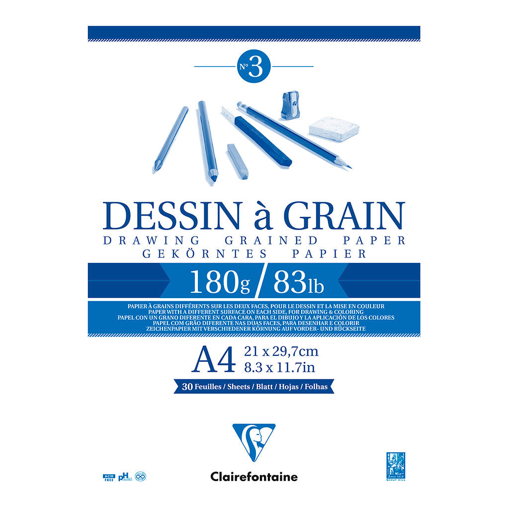 Clairefontaine Drawing Pad Grain A4 180g 30sh - Cafe Supply