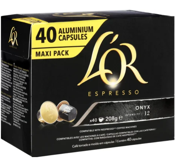 L'OR Espresso Onyx Intensity 12 Coffee Capsules 40pk - Cafe Supply