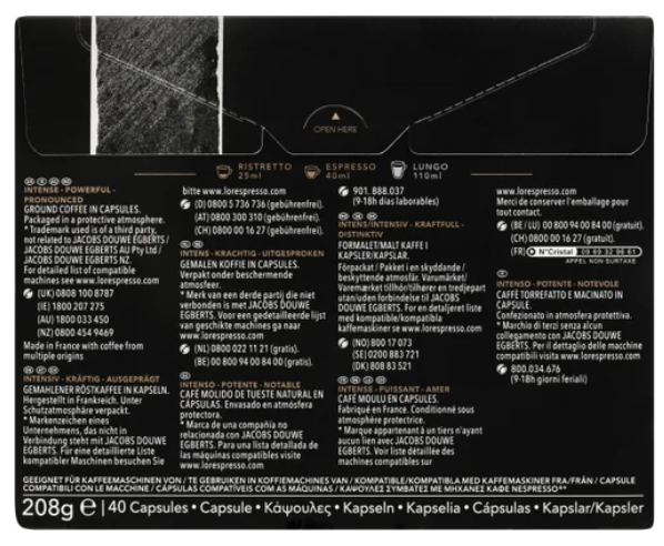 L'OR Espresso Onyx Intensity 12 Coffee Capsules 40pk - Cafe Supply