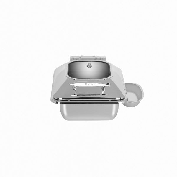 Chef Inox Deluxe Chafer Rectangular 1/2 Size with Glass Lid & Side Dish - Cafe Supply