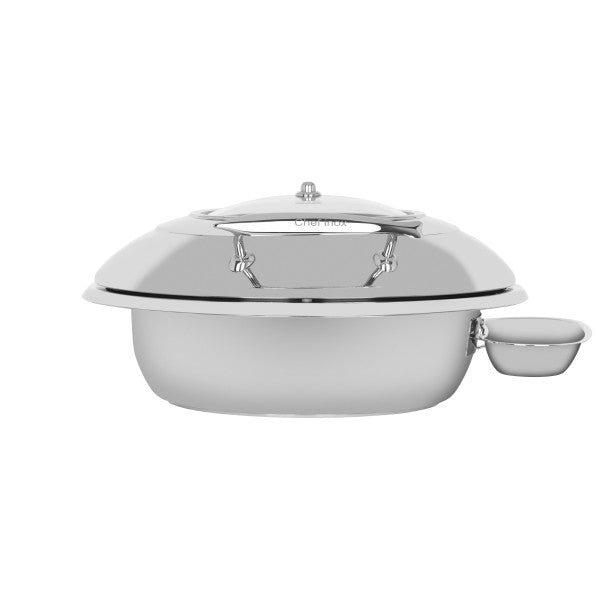 Chef Inox Deluxe Chafer Large Round with Glass Lid & Side Dish - Cafe Supply