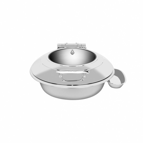 Chef Inox Deluxe Chafer Large Round with Glass Lid & Side Dish - Cafe Supply