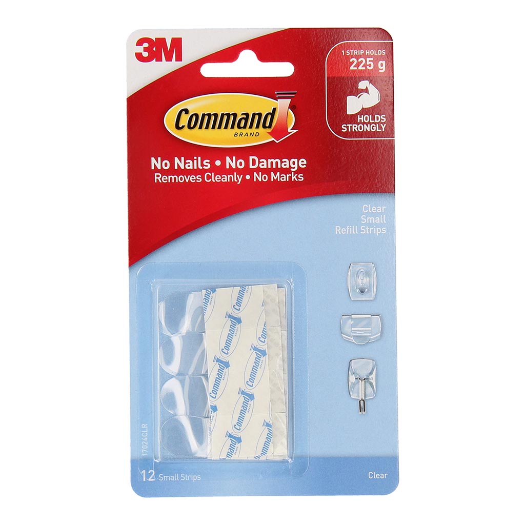 Command Refill Strips 17024CLR Small Clear, Pack of 12 - Cafe Supply