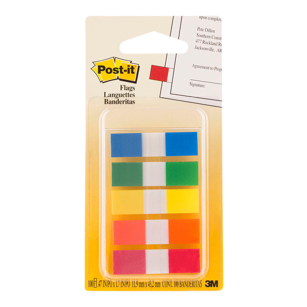 Post-it Flags 683-5CF 12x43mm Primary, Pack of 5 - Cafe Supply