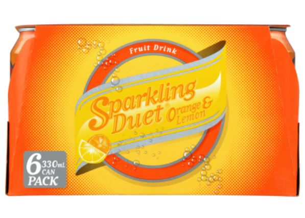 Schweppes Sparkling Duet Orange & Lemon Soft Drink Cans 6 x 330ml - Cafe Supply