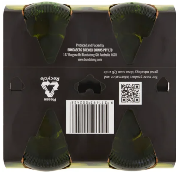 Bundaberg Lemon Lime & Bitters Bottles 4 x 375ml - Cafe Supply