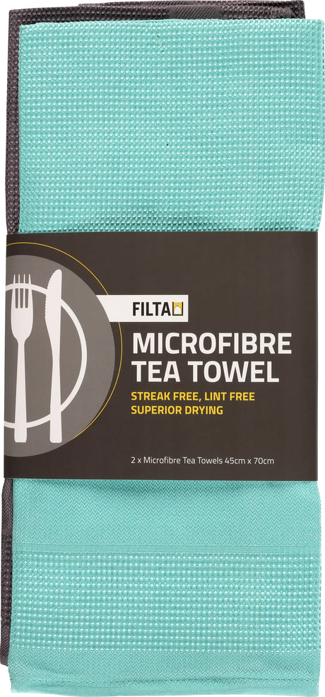 FILTA XL MICROFIBRE TEA TOWEL SKY 2 PACK (45CM X 70CM) (Pack of 10) - Cafe Supply