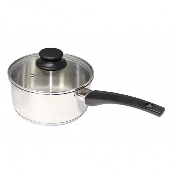 18cm S/S Saucepan with Glass Lid - Cafe Supply