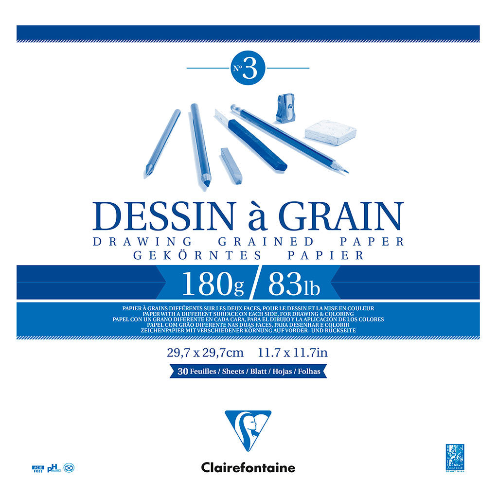 Clairefontaine Drawing Pad Grain 28x28cm 180g 30sh - Cafe Supply