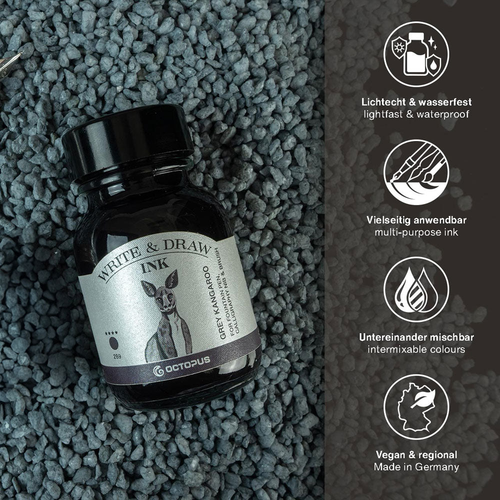 Octopus Fluids Write and Draw Ink 289 Grey Kangaroo 50ml - Cafe Supply