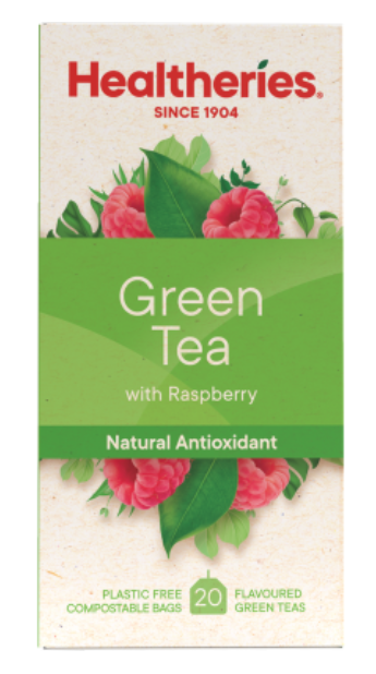 Healtheries Green Tea With Raspberry Tea Bags 20pk - Cafe Supply