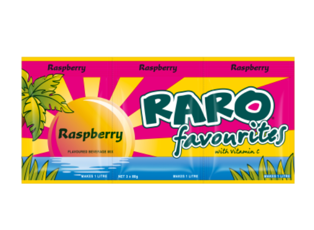 Raro Favourites Raspberry Flavoured Beverage Mix 3 x 80g - Cafe Supply