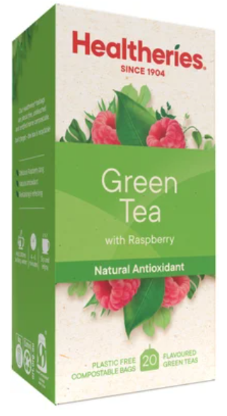 Healtheries Green Tea With Raspberry Tea Bags 20pk - Cafe Supply