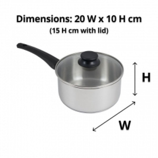 20cm S/S Saucepan with Glass Lid - Cafe Supply