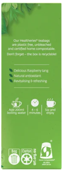 Healtheries Green Tea With Raspberry Tea Bags 20pk - Cafe Supply