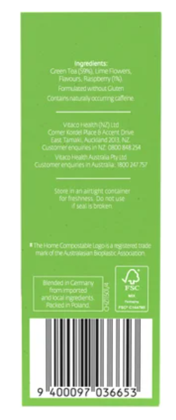 Healtheries Green Tea With Raspberry Tea Bags 20pk - Cafe Supply