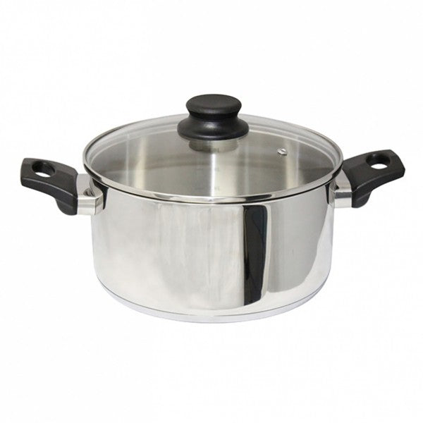 24cm S/S Stock Pot with Glass Lid - Cafe Supply