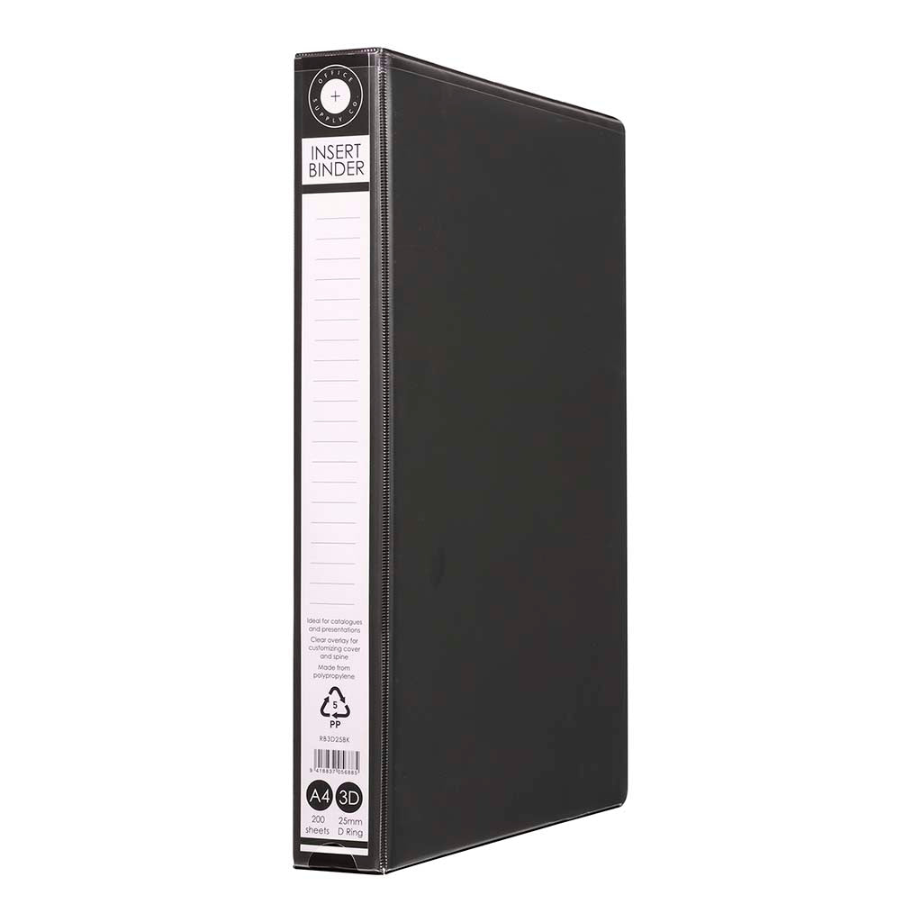 OSC Insert Binder A4 3D 25mm Black - Cafe Supply