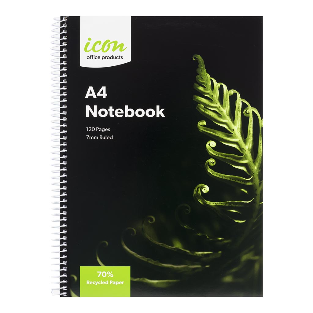 Icon Spiral Notebook A4 Soft cover 120 pg 70% Rec - Cafe Supply