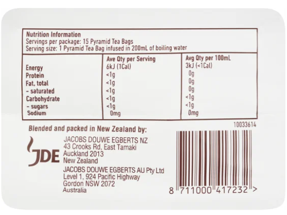 Ti Ora Herbal Infusion Camomile With Lemon Honey & New Zealand Manuka Leaf Pyramid Tea Bags 15pk - Cafe Supply