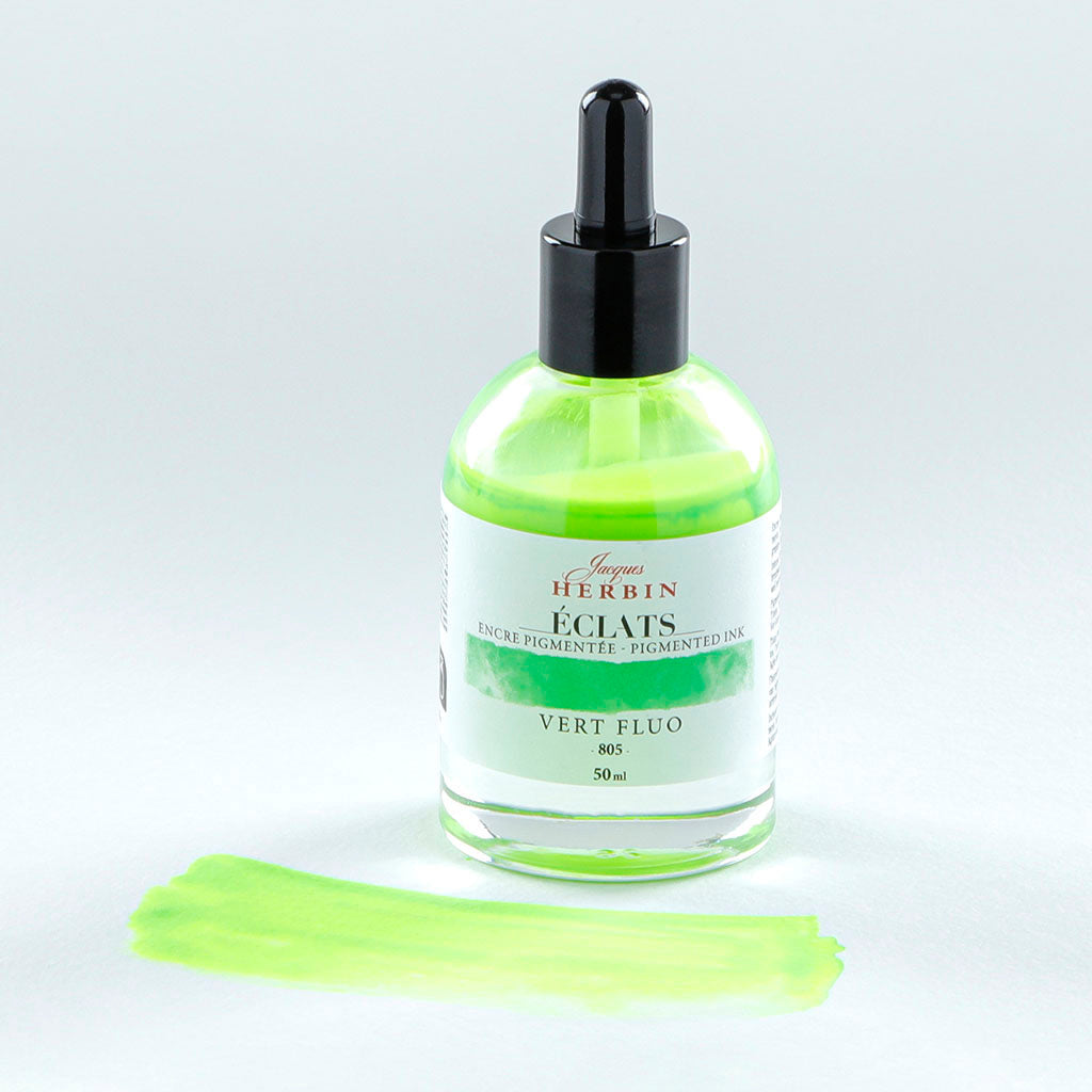Jacques Herbin Eclats Pigmented Ink Fluoro Green 50ml - Cafe Supply