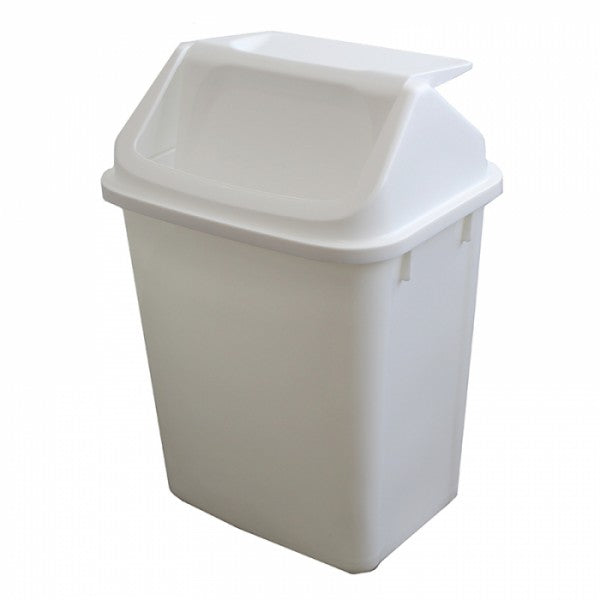 38L Rectangular White Swing Top Bin - Cafe Supply