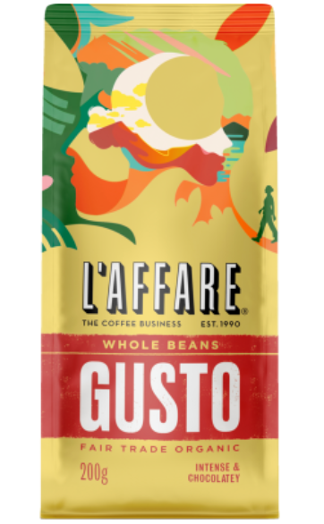 L'affare Gusto Fair Trade Organic Whole Beans Coffee 200g - Cafe Supply