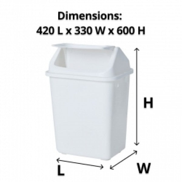 38L Rectangular White Swing Top Bin - Cafe Supply