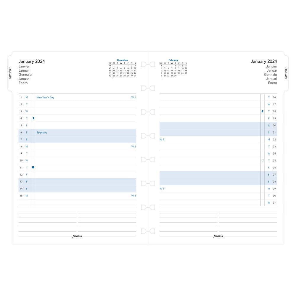 Filofax Refill Notebook A5 Month Planner 2024 - Cafe Supply