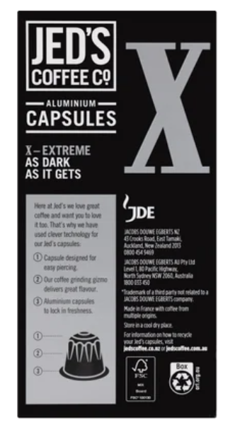 Jed's Coffee Co. X Extreme Coffee Capsules 10pk - Cafe Supply